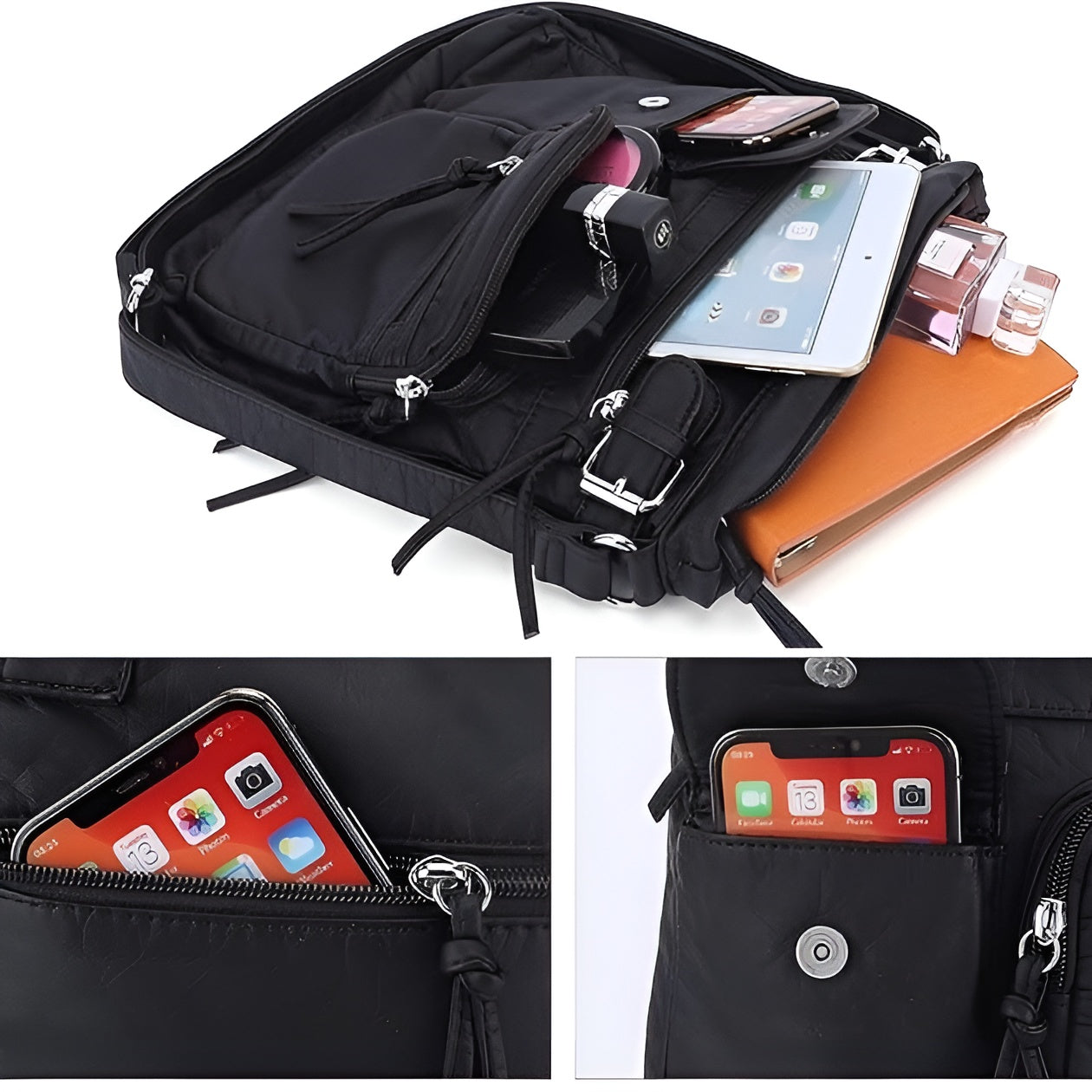 Kvinders Multifunktions Læder Skuldertaske